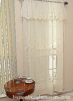 Sheer Window Lace Valance 18"x60".Style 094. Pearled Ivory Color